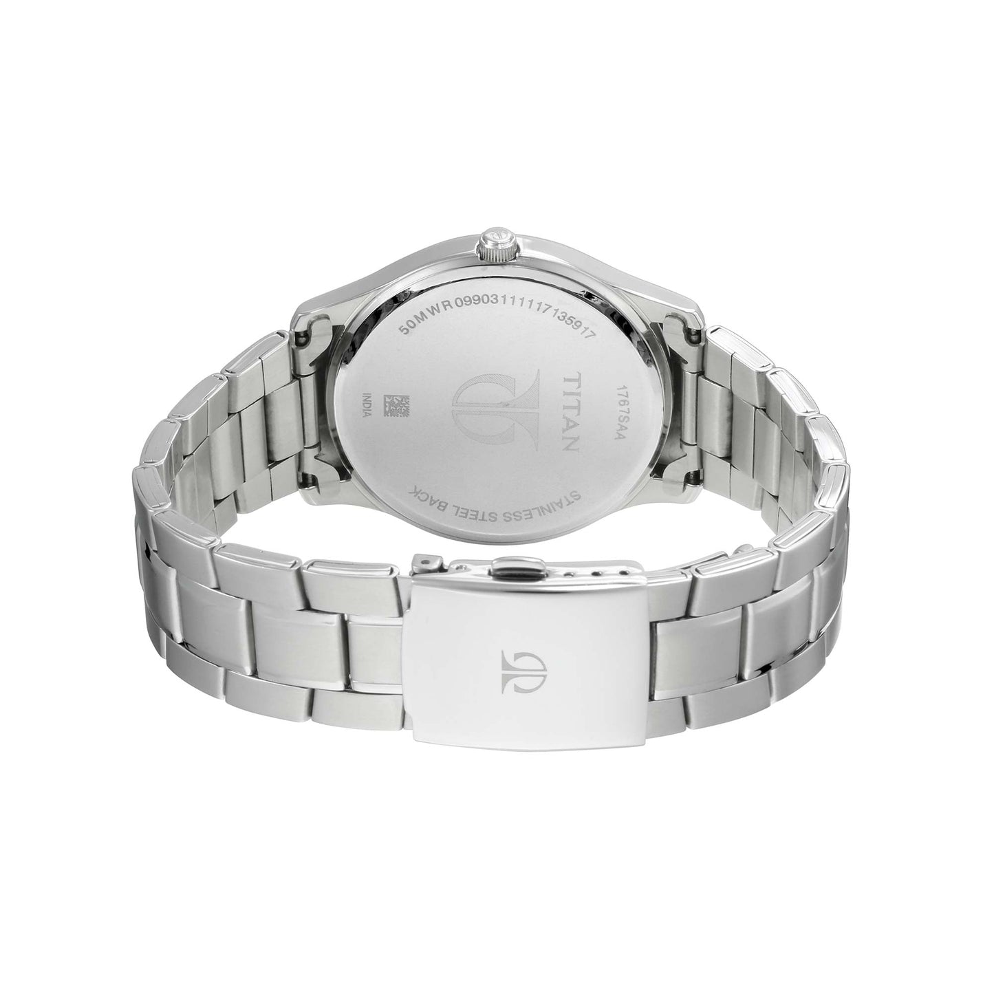 Titan Workwear Black Dial Analog with Day and Date Stainless Steel Strap watch for Men 1767SM02
