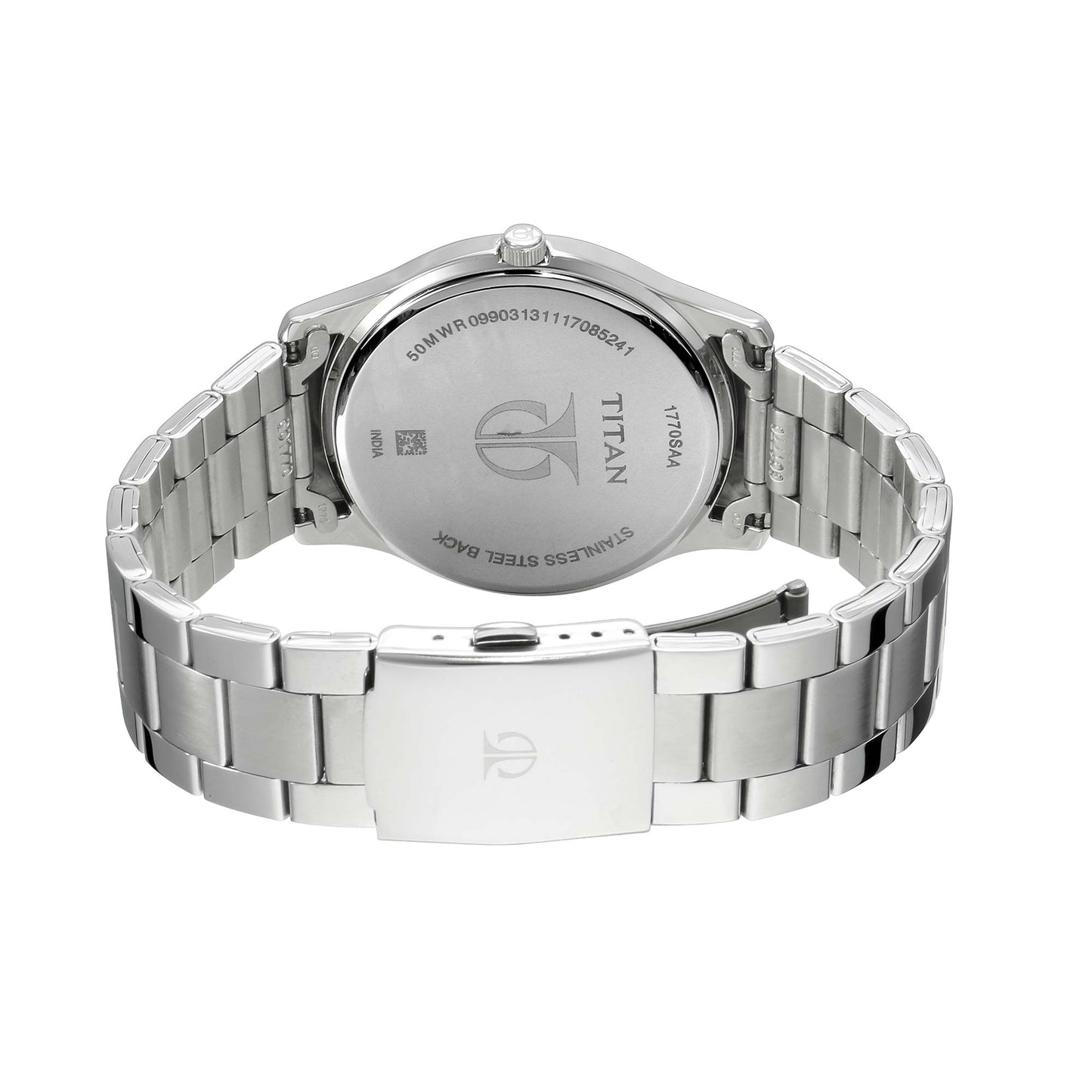 Titan Workwear White Dial Analog with Date Stainless Steel Strap watch for Men 1770SM01