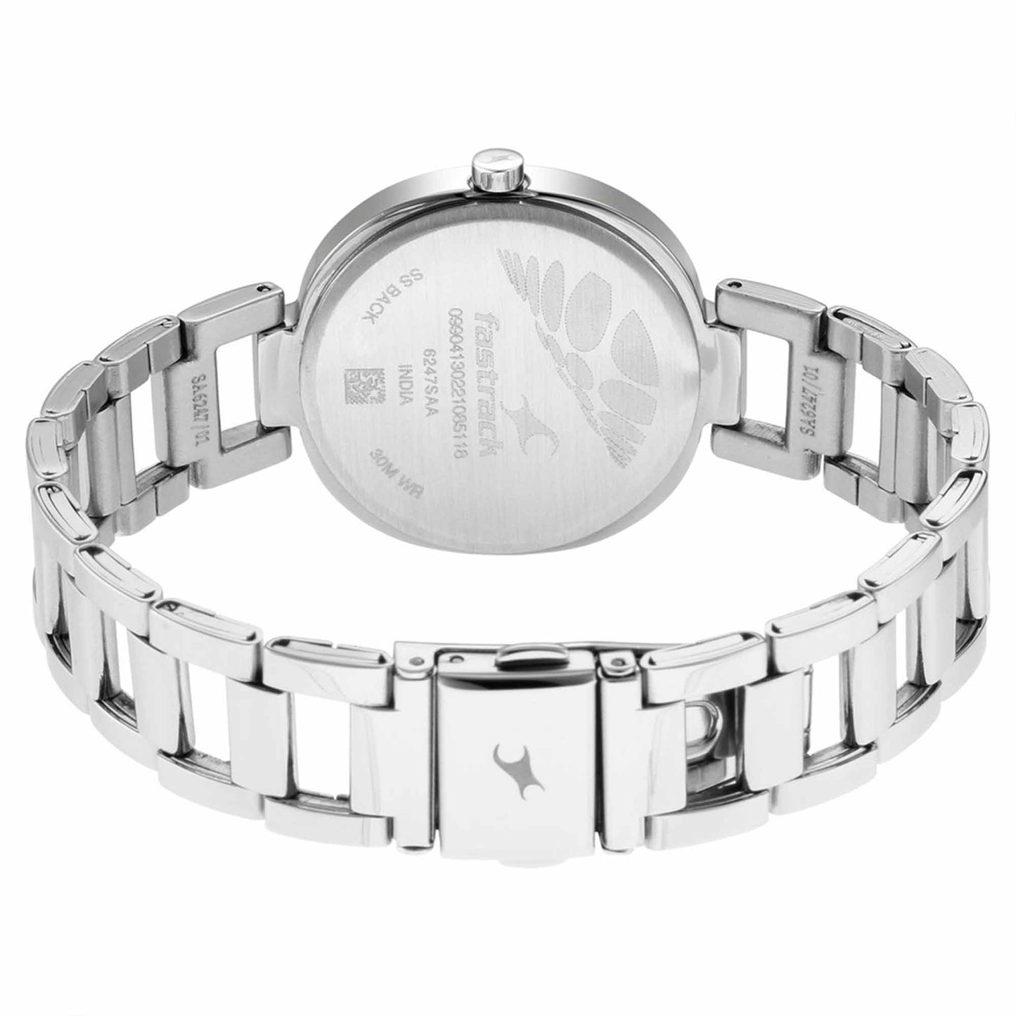 Fastrack Stunners Quartz Analog Silver Dial Metal Strap Watch for Girls 6247SM01