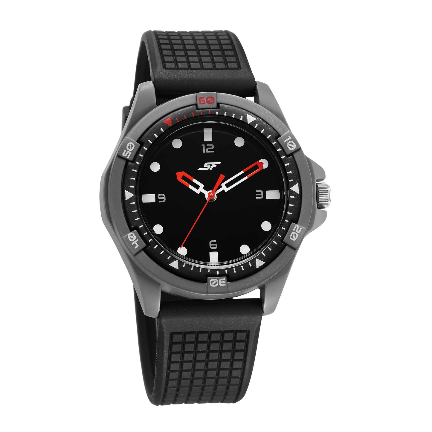 SF Sporty Black Dial Polyurethane Strap Watch for Men 7930PP23