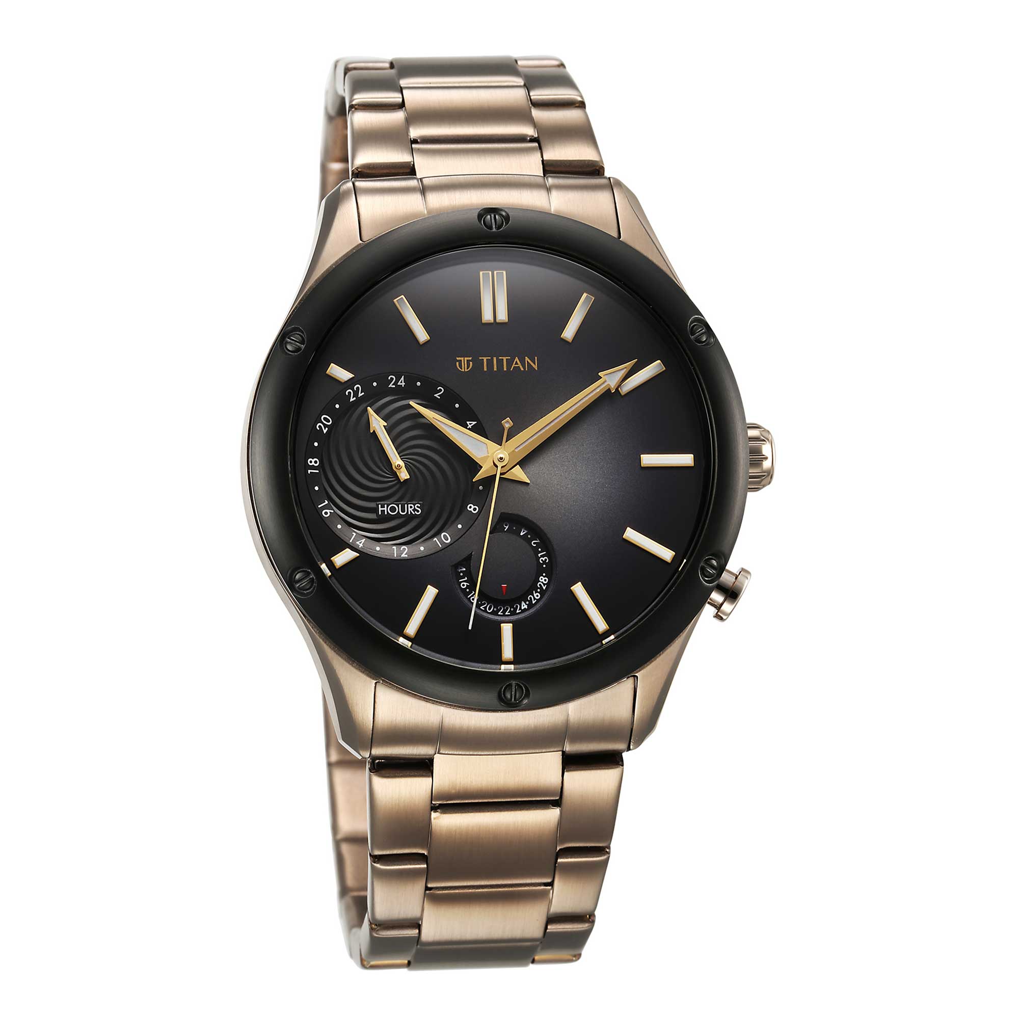 Titan Stellar Multifunction Brown Dial Brown Stainless Steel Strap Watch For Men