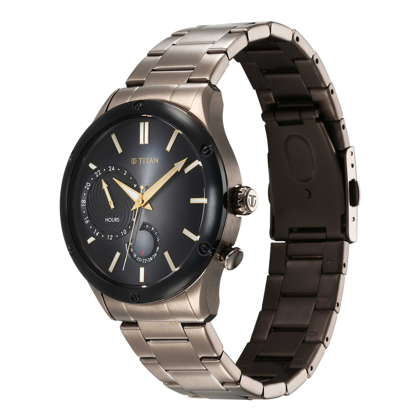 Titan Stellar Multifunction Brown Dial Brown Stainless Steel Strap Watch For Men