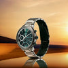Titan Stellar Quartz Multifunction Green Dial Stainless Steel Strap Watch for Men 10012QM01