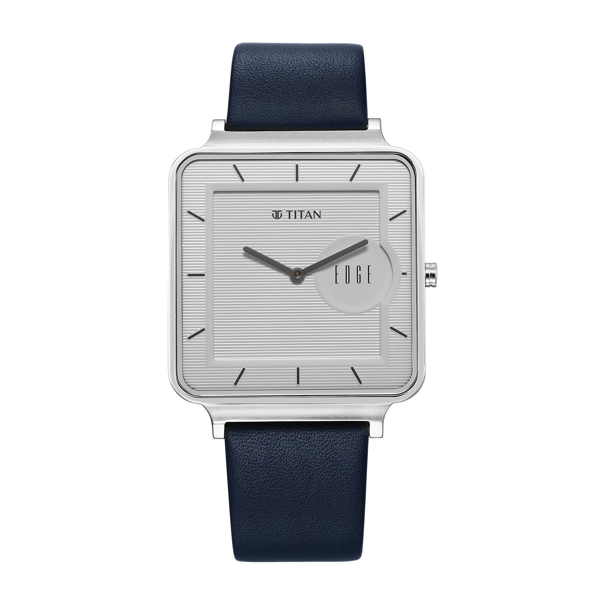 Titan Edge Quad Quartz Analog White Dial With Blue Leather Strap Watch For Men 10017SL01