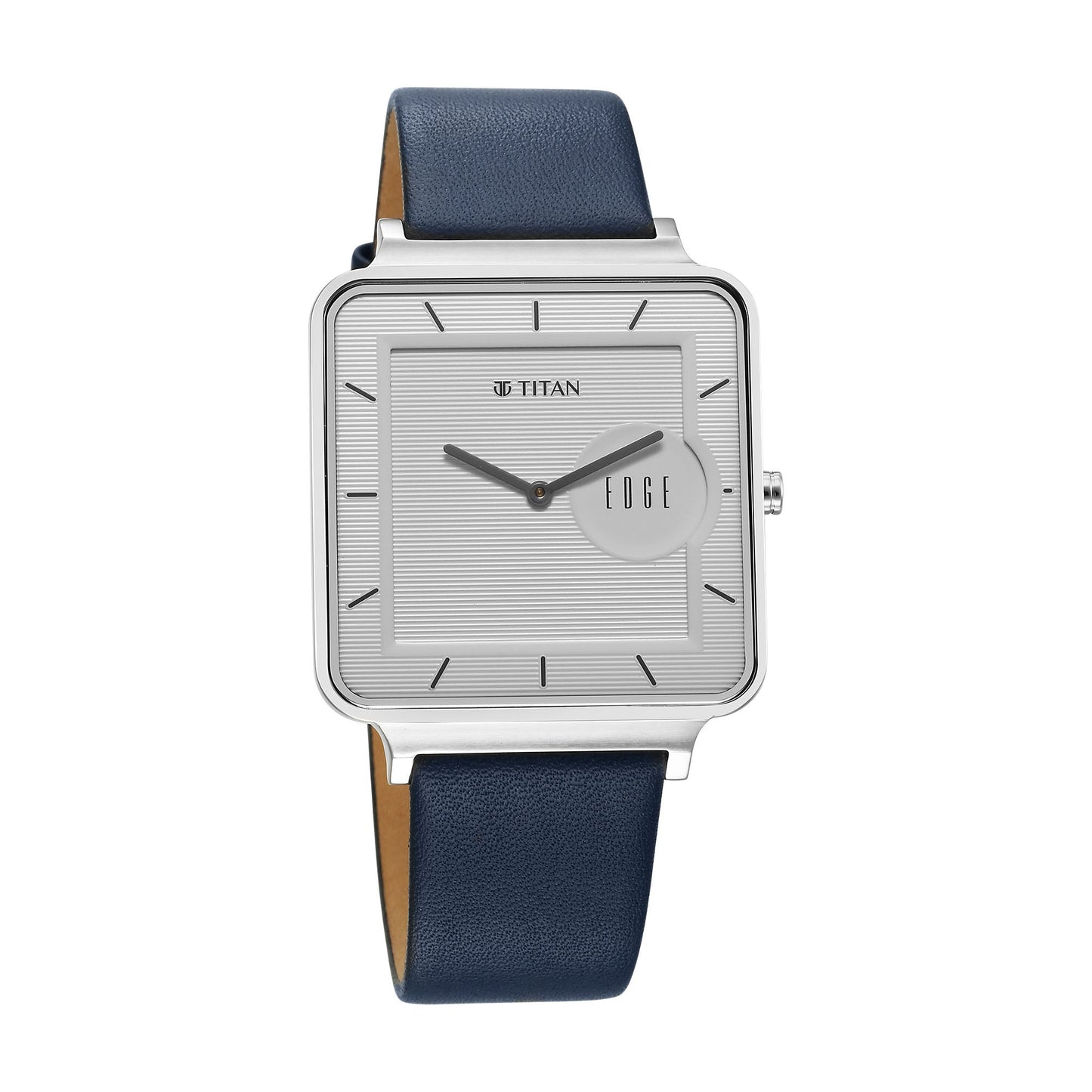 Titan Edge Quad Quartz Analog White Dial With Blue Leather Strap Watch For Men 10017SL01