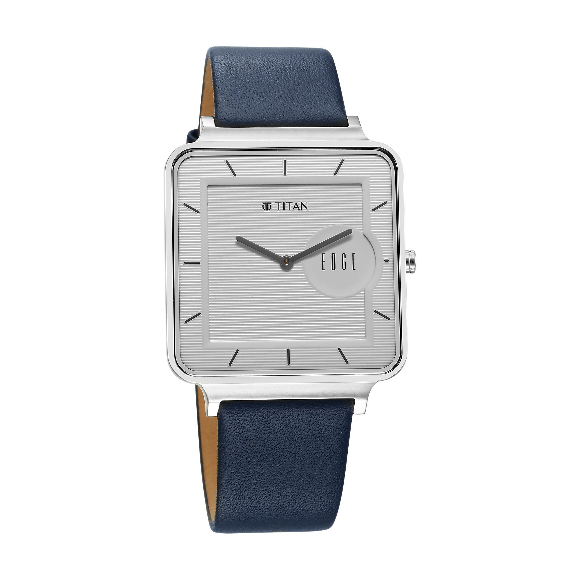 Titan Edge Quad Quartz Analog White Dial With Blue Leather Strap Watch For Men 10017SL01