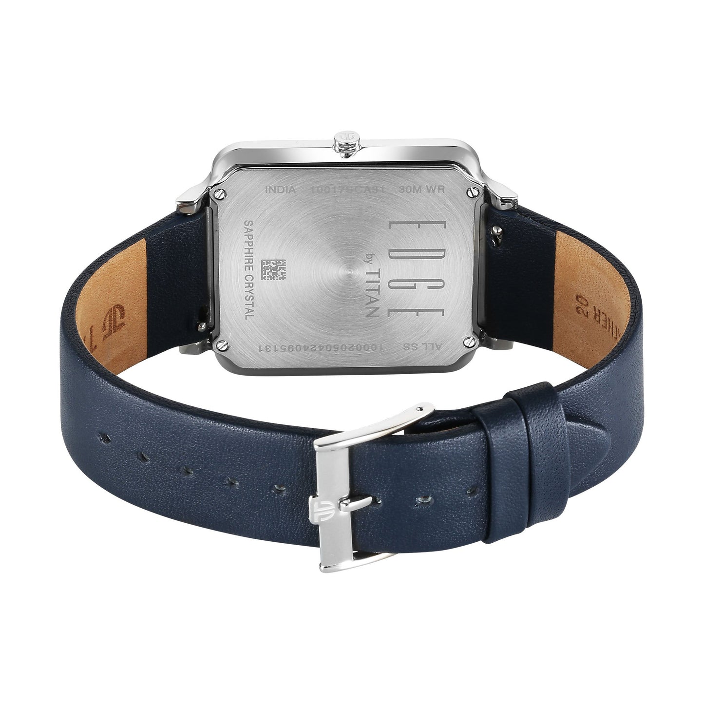 Titan Edge Quad Quartz Analog White Dial With Blue Leather Strap Watch For Men 10017SL01