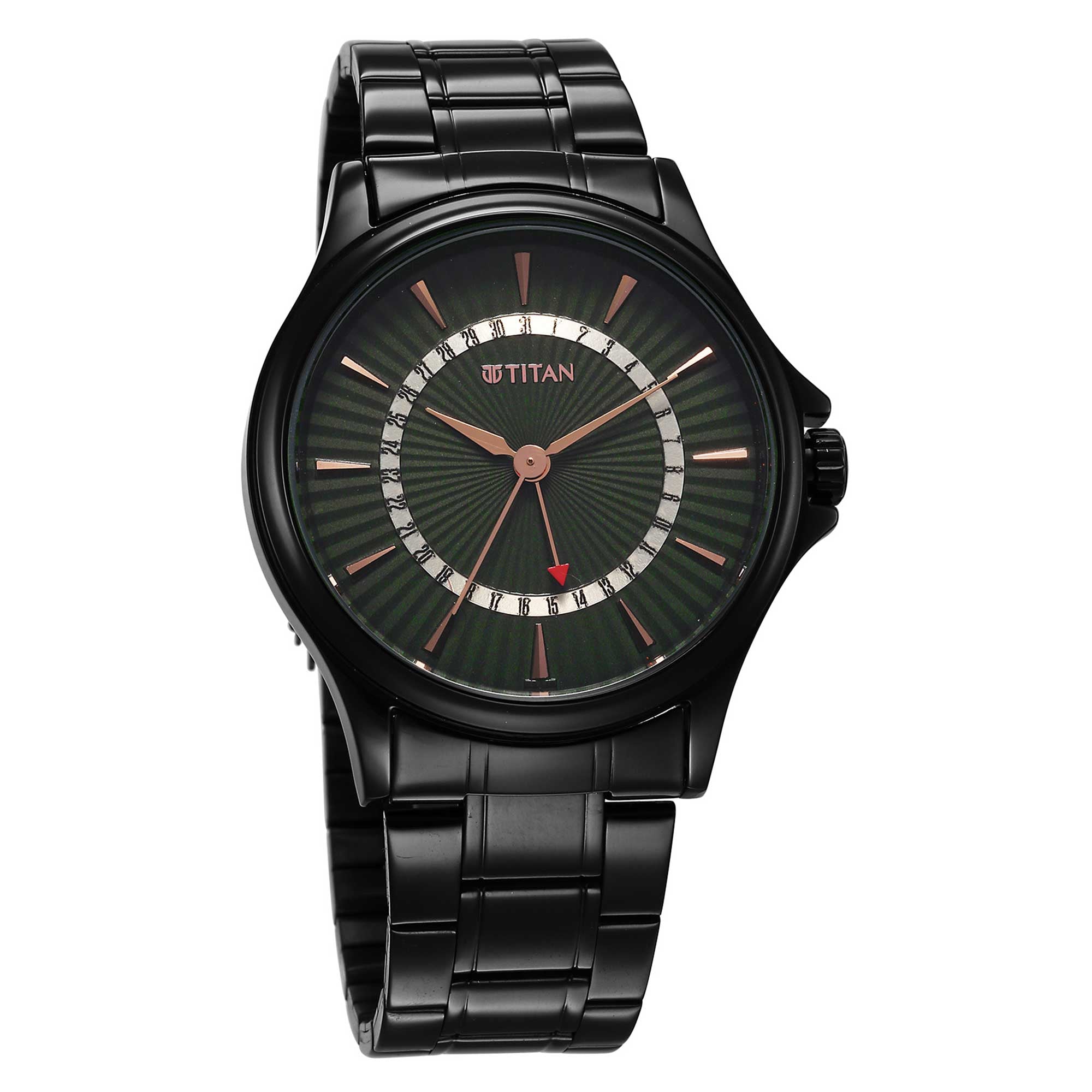 Titan Mens Karishma Strap Material Stainless Steel Dial Colour Green 10038NM01
