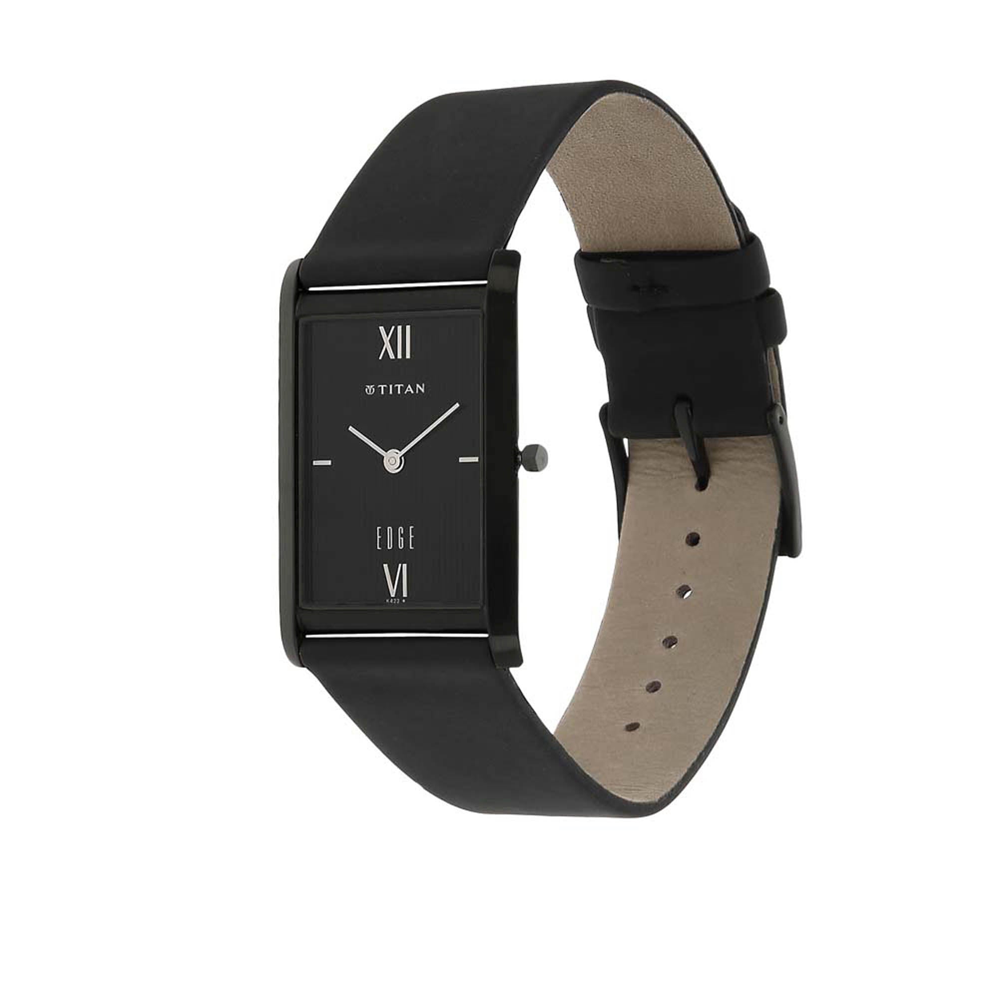 Titan Quartz Analog Black Dial Leather Strap Watch for Men 1043NL01