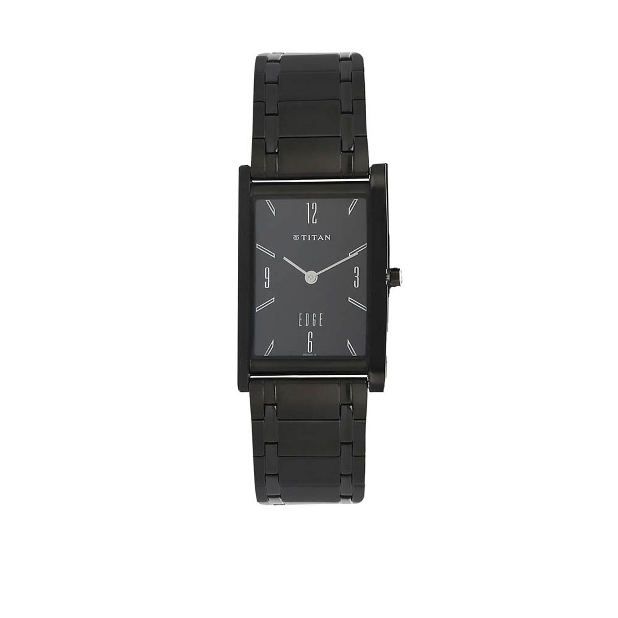 Titan Edge Black Dial Analog Stainless Steel Strap Watch for Men