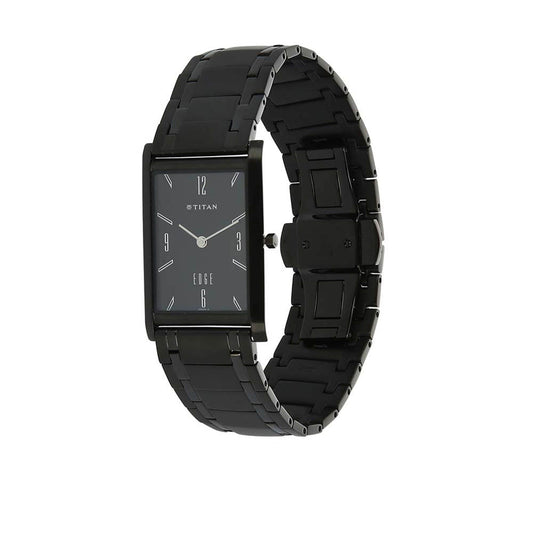 Titan Edge Black Dial Analog Stainless Steel Strap Watch for Men