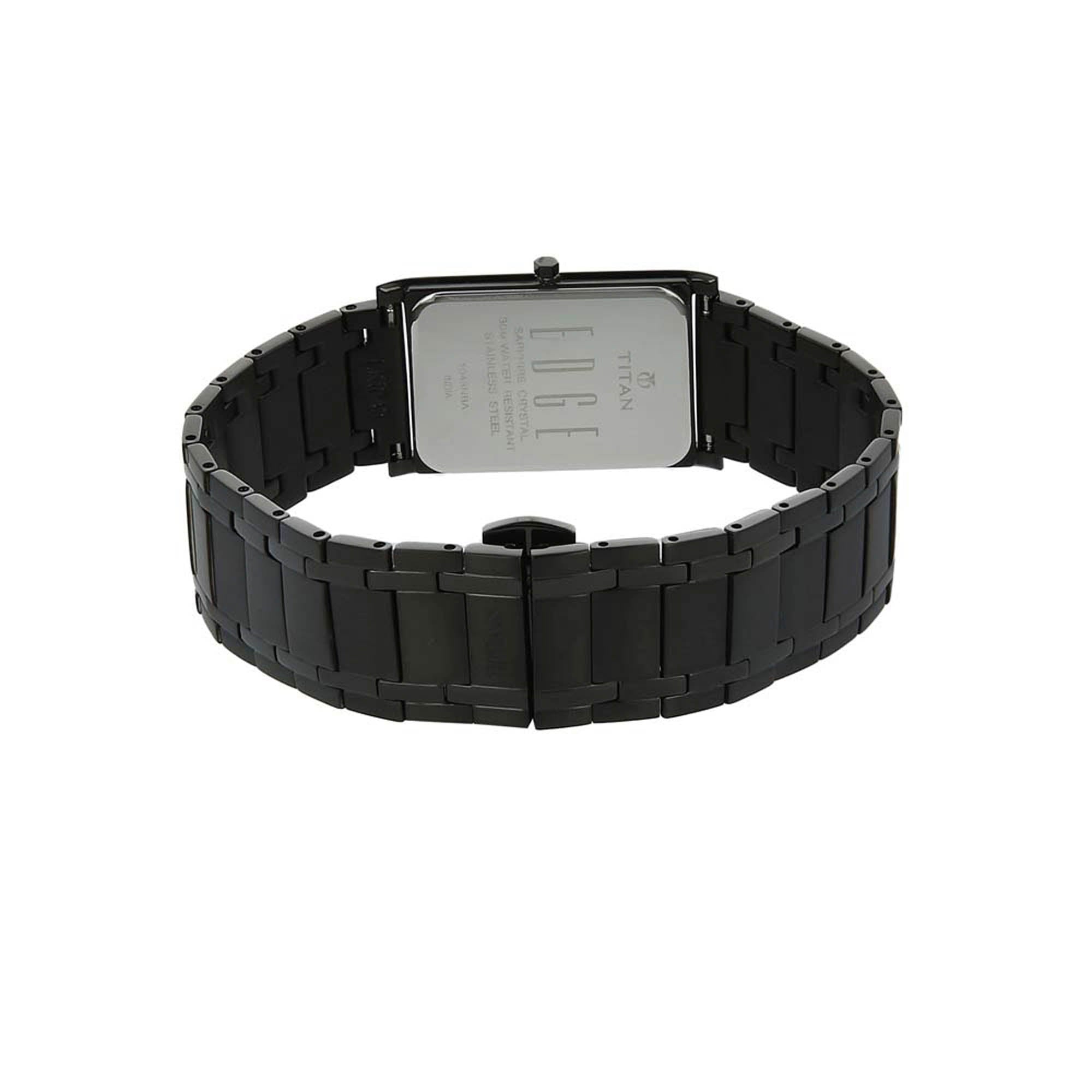 Titan Edge Black Dial Analog Stainless Steel Strap Watch for Men