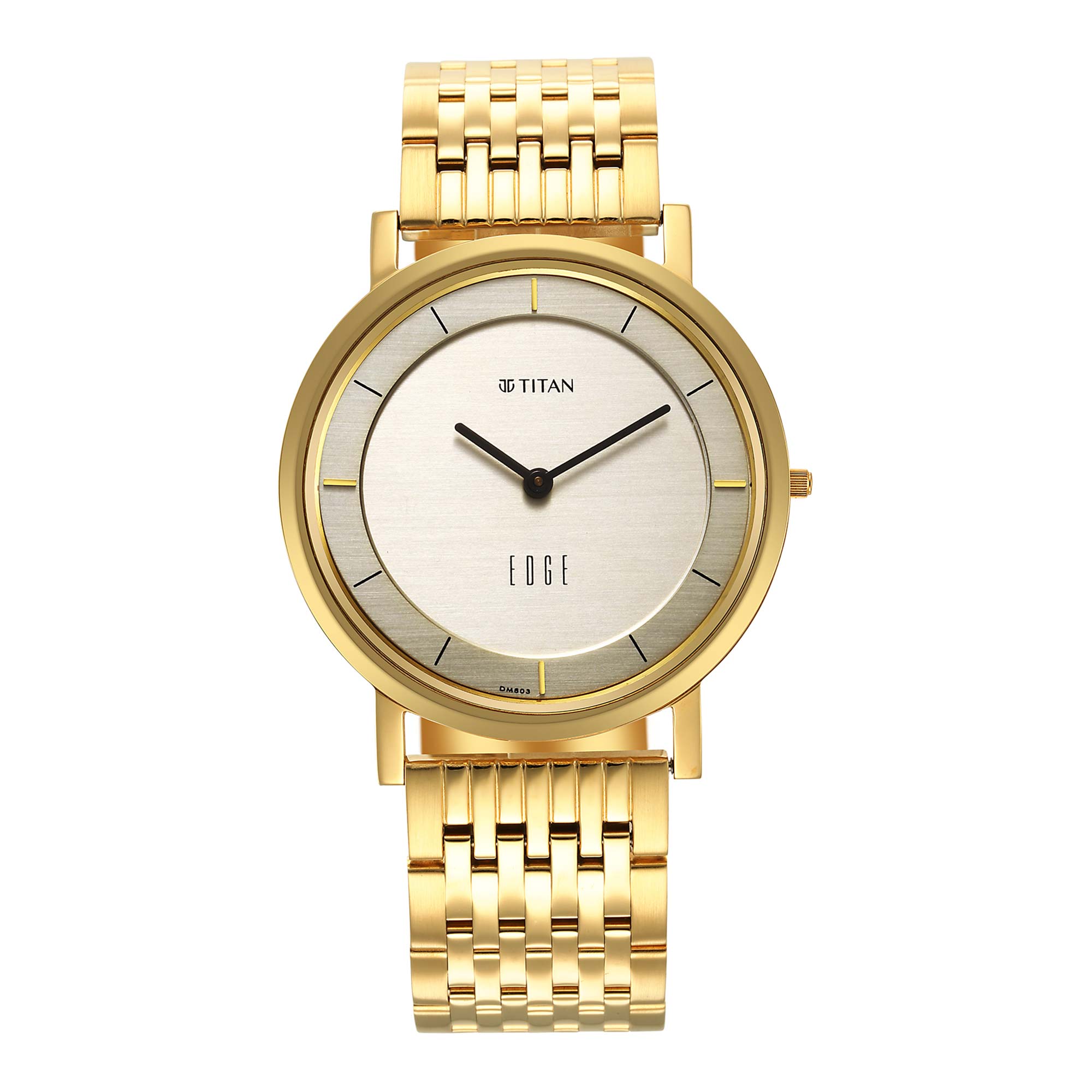 Edge Metal Yellow Dial Stainless Steel Strap Watch Men 1595YM01