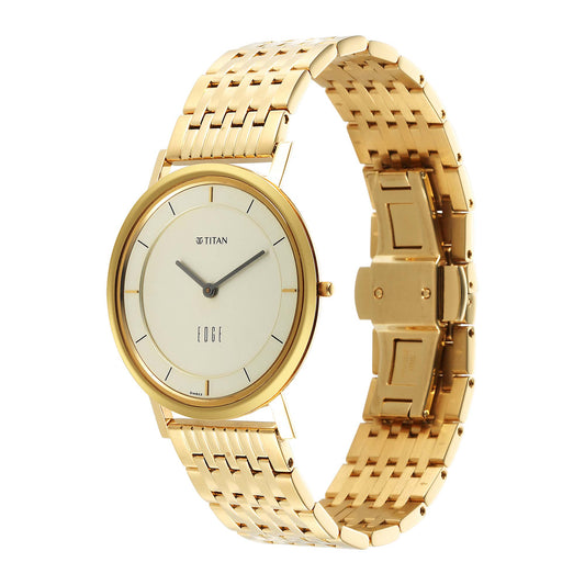 Edge Metal Yellow Dial Stainless Steel Strap Watch Men 1595YM01