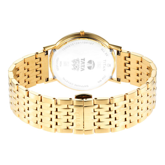 Edge Metal Yellow Dial Stainless Steel Strap Watch Men 1595YM01