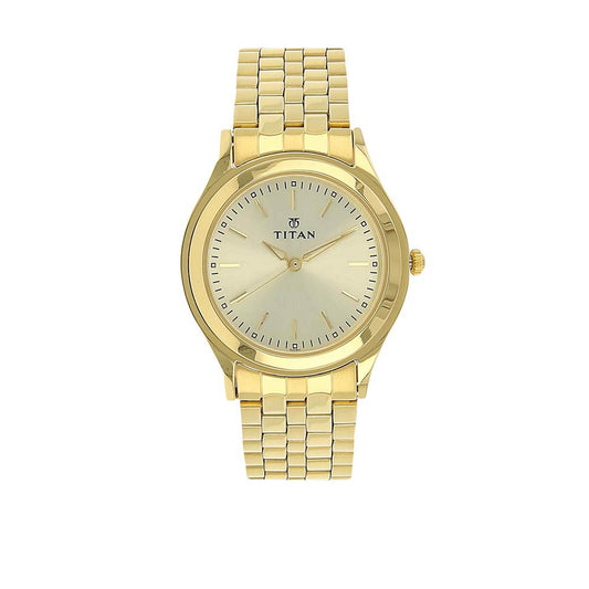 Titan Quartz Analog Champagne Dial Stainless Steel Strap Watch for Men 1648YM02