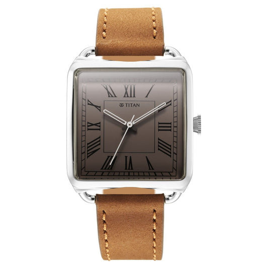 Titan Retro Revive Quartz Analog Brown Dial Leather Strap for Men 1676SL02
