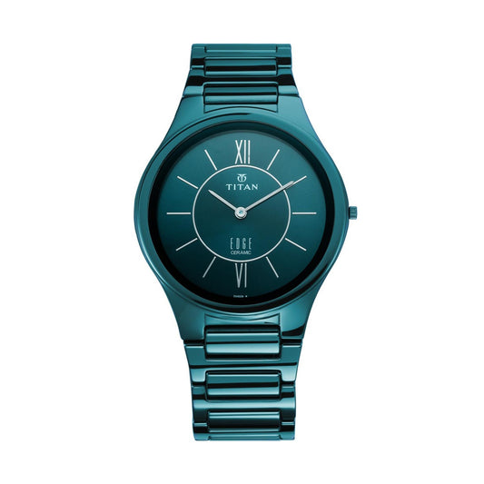 Titan Edge Ceramic Blue Dial Analog Ceramic Strap watch for Men 1696QC03