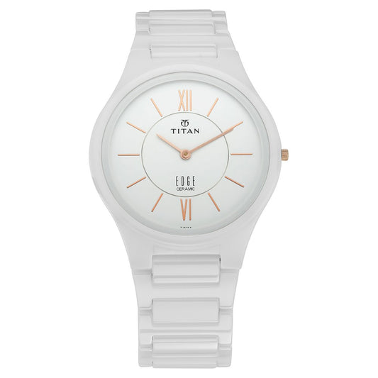 Titan Edge CeramicWhite Dial Analog Ceramic Strap watch for Men 1696QC04