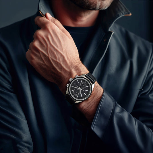 Titan Quartz Multifunction Blue Dial Leather Strap Watch for Men 1733KL01