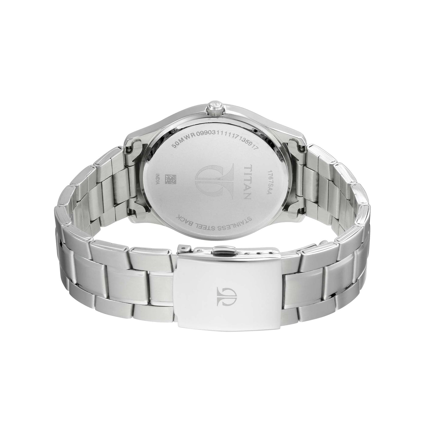 Titan Workwear White Dial Analog with Day and Date Stainless Steel Strap watch for Men 1767SM01