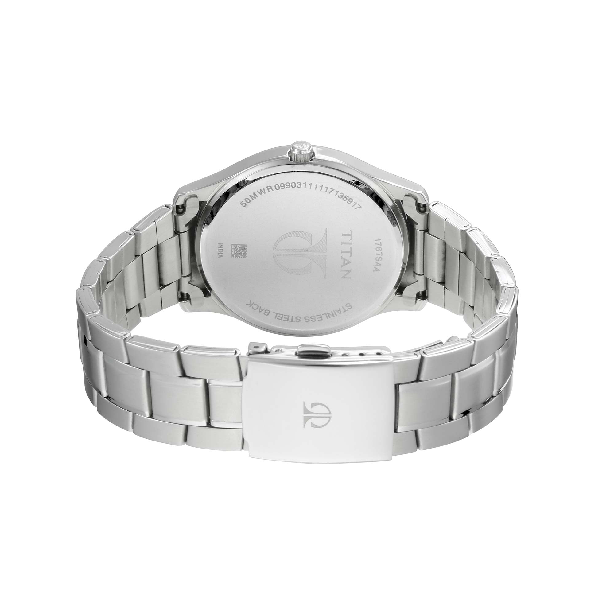 Titan Workwear White Dial Analog with Day and Date Stainless Steel Strap watch for Men 1767SM01