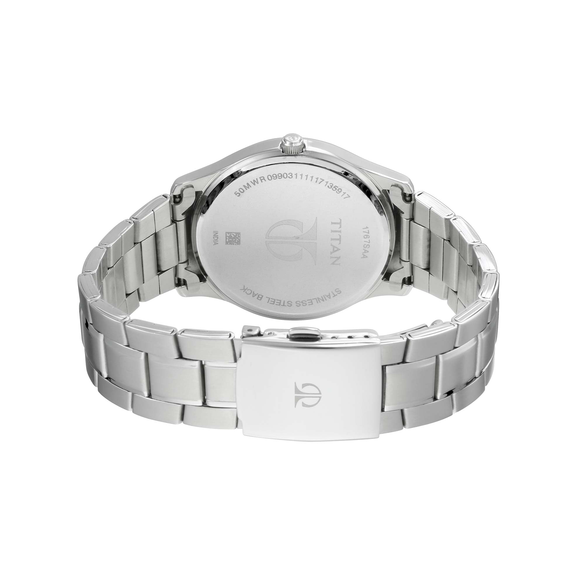 Titan Workwear Black Dial Analog with Day and Date Stainless Steel Strap watch for Men 1767SM02