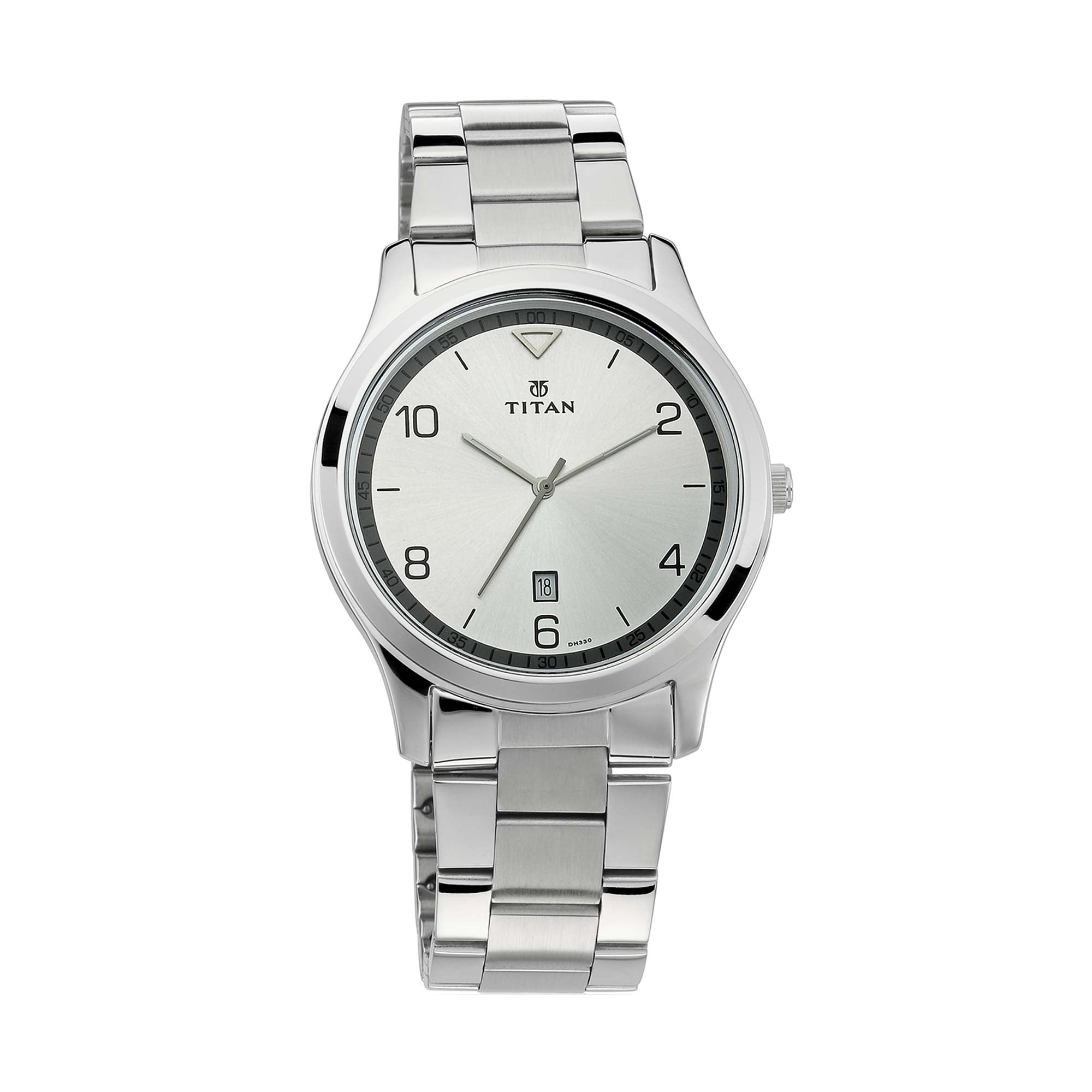Titan Workwear White Dial Analog with Date Stainless Steel Strap watch for Men 1770SM01