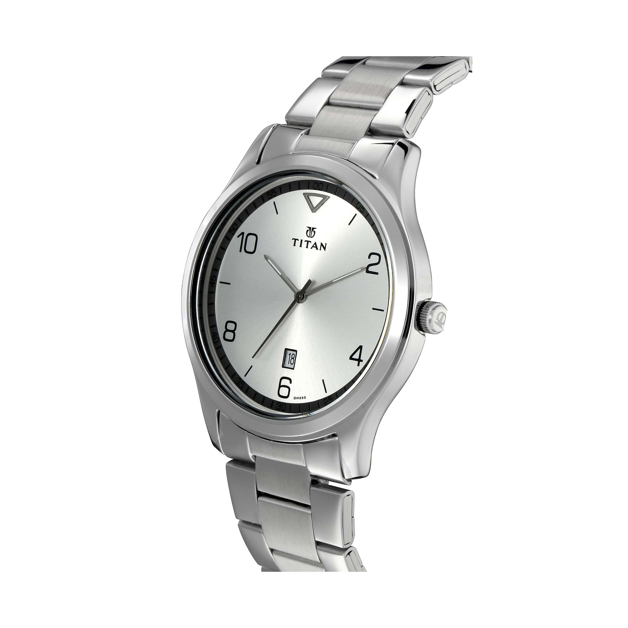 Titan Workwear White Dial Analog with Date Stainless Steel Strap watch for Men 1770SM01