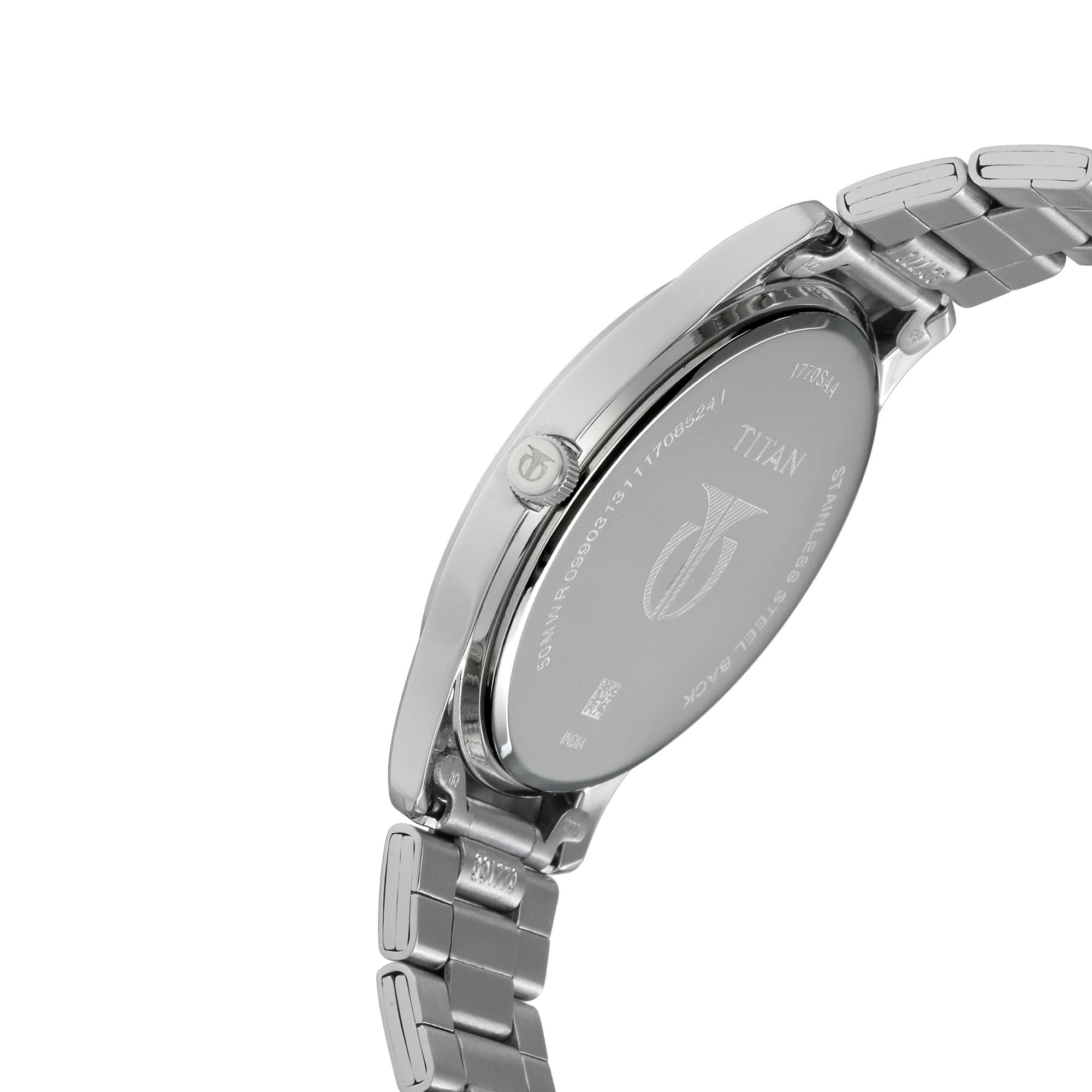 Titan Workwear White Dial Analog with Date Stainless Steel Strap watch for Men 1770SM01