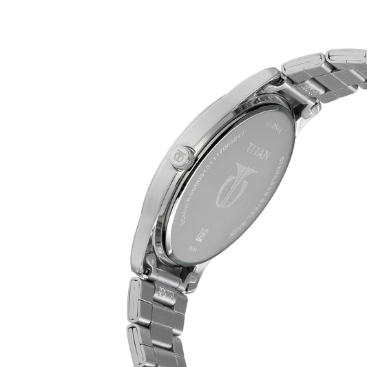 Titan Workwear White Dial Analog with Date Stainless Steel Strap watch for Men 1770SM01