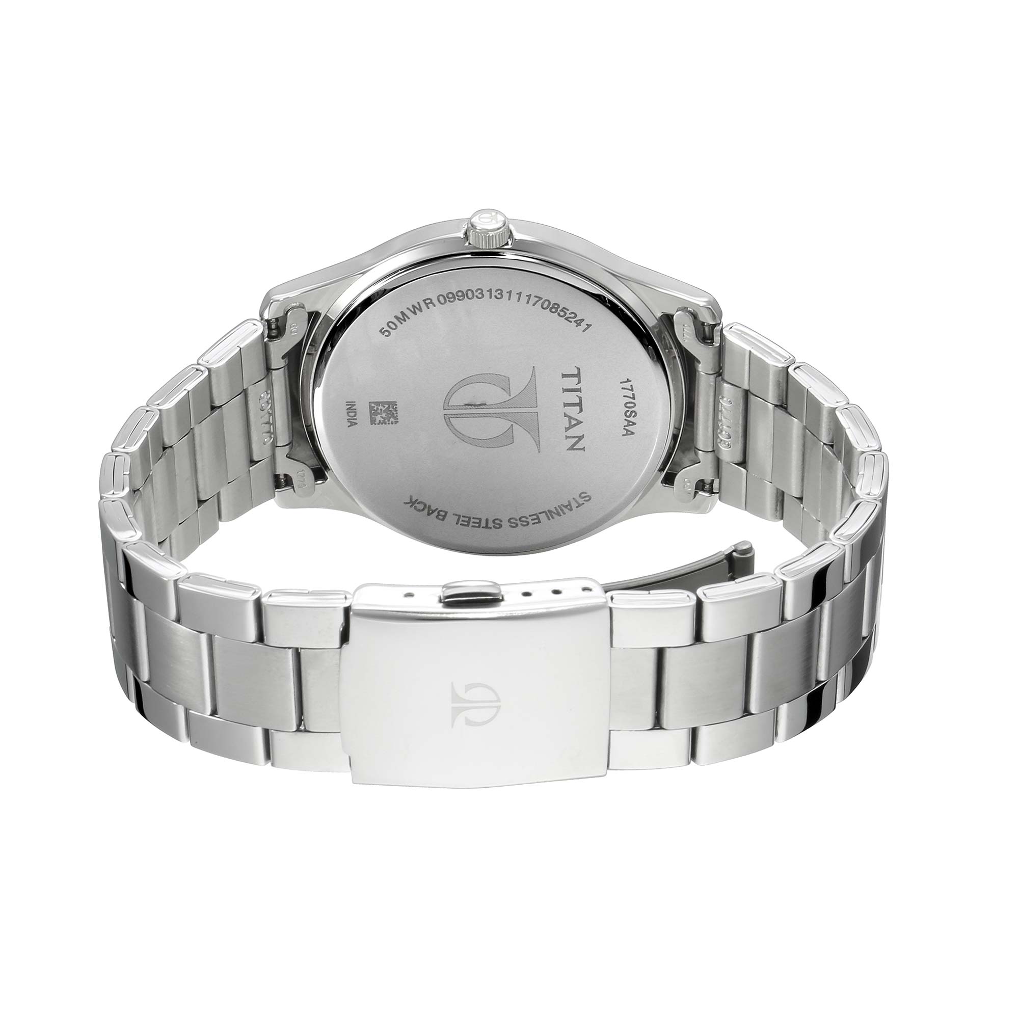 Titan Workwear White Dial Analog with Date Stainless Steel Strap watch for Men 1770SM01