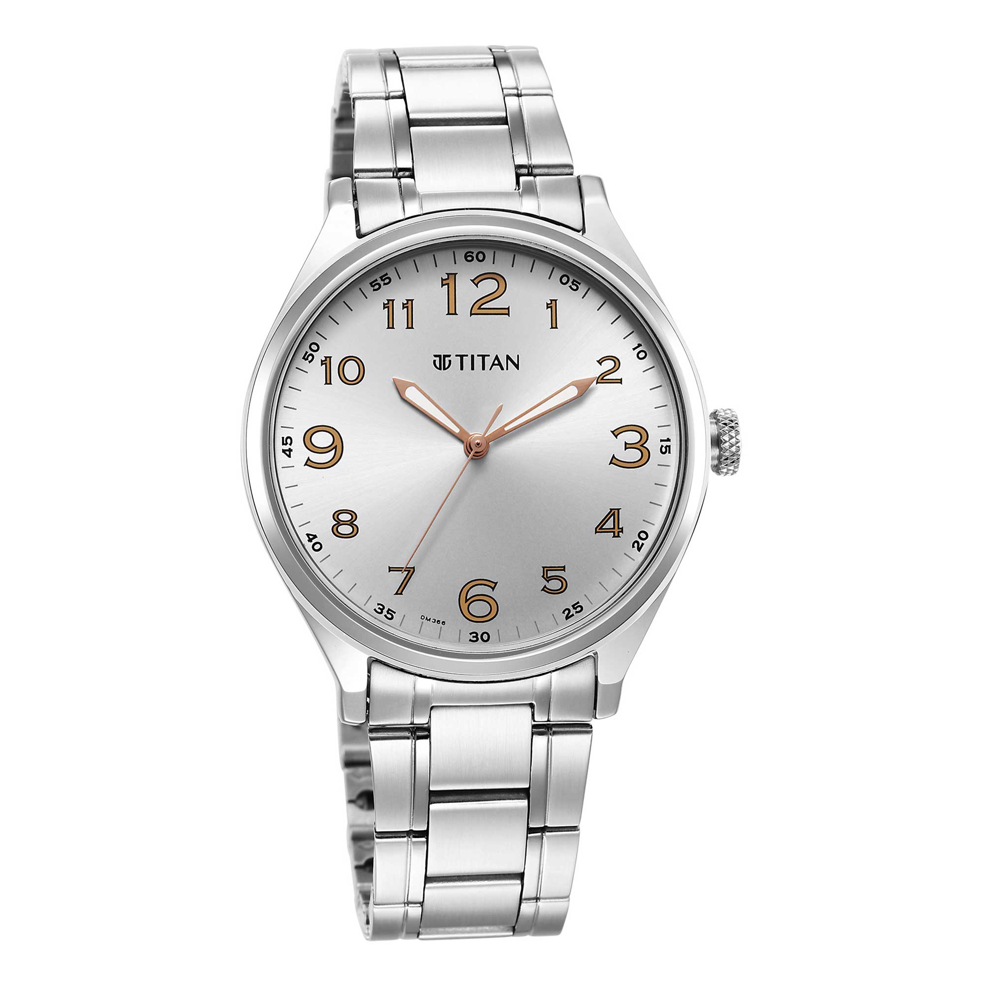 Titan Quartz Analog Silver White Dial Metal Strap Watch for Men