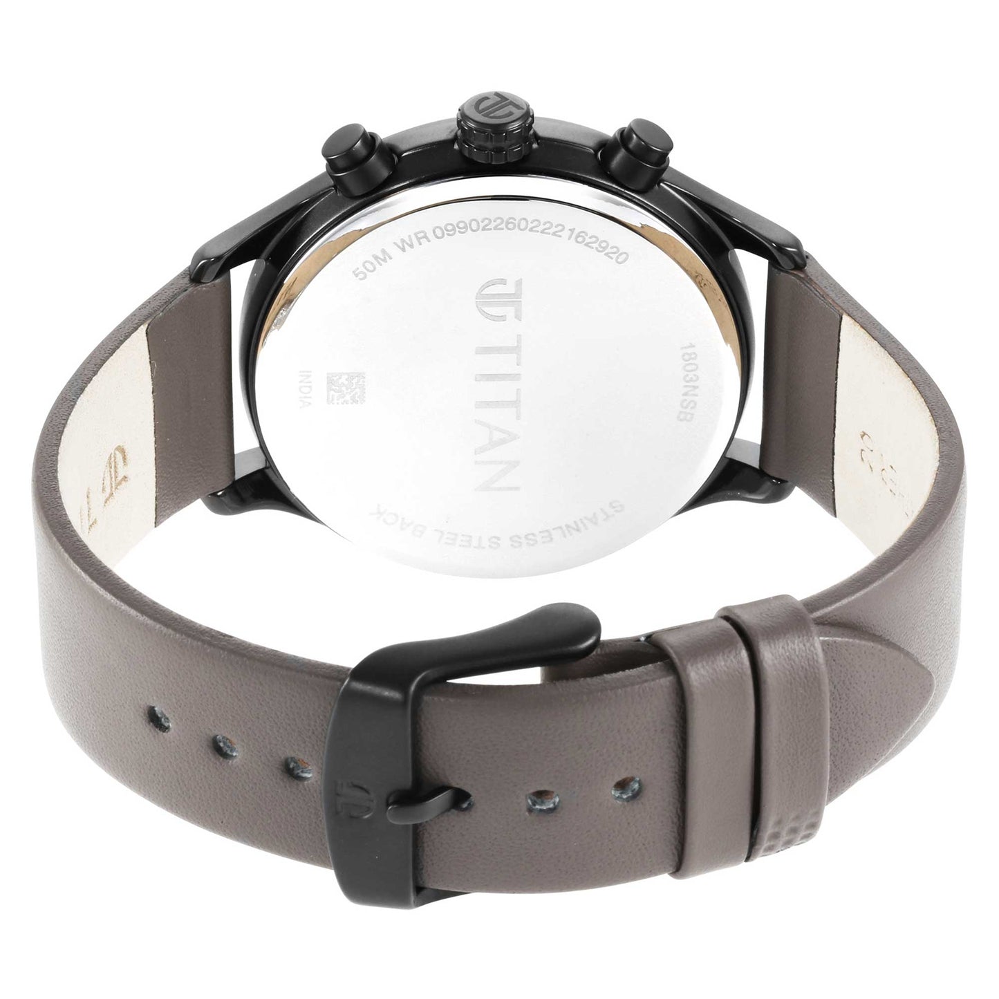 Titan Neo Silver Quartz Multifunction Leather Strap Watch for Men