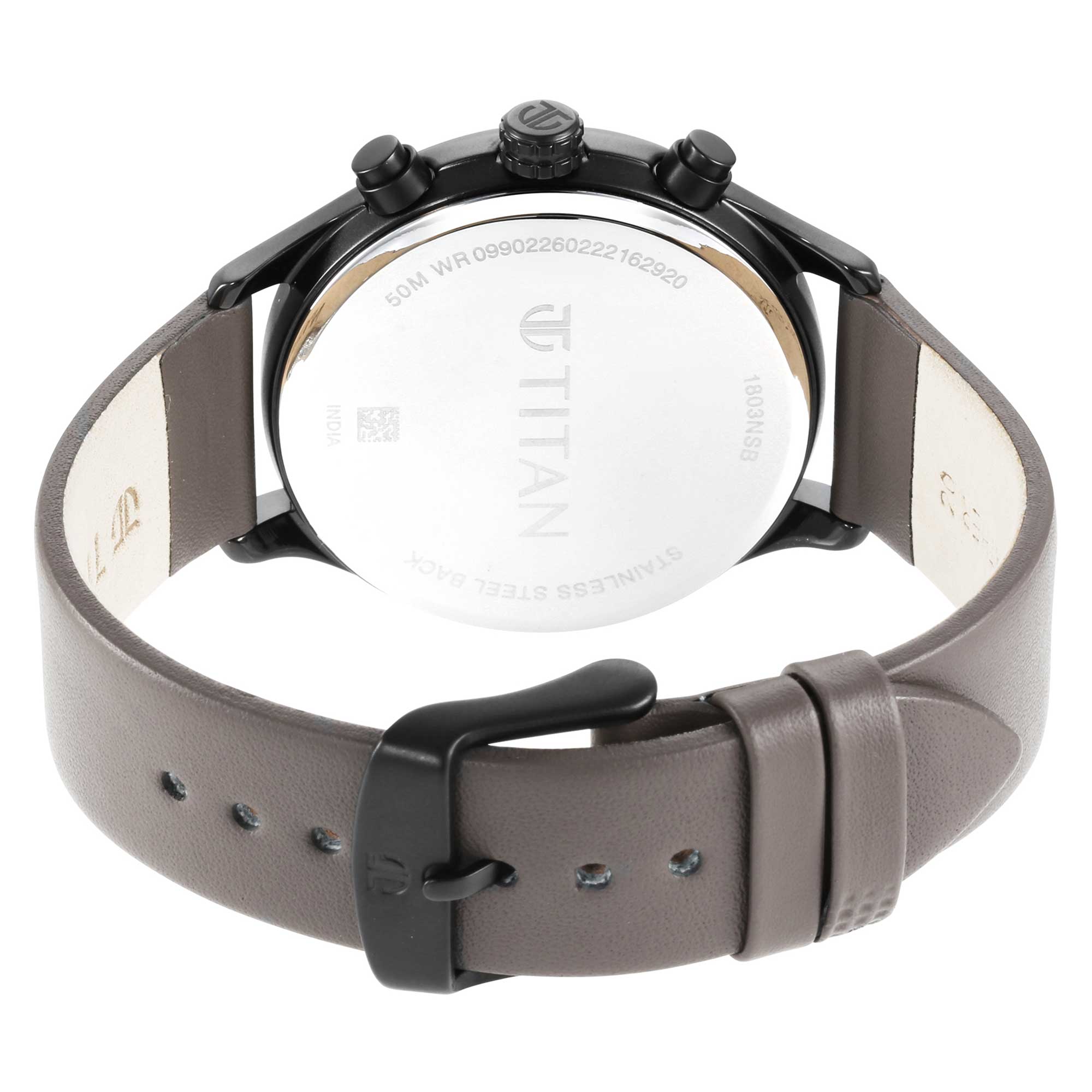 Titan Neo Silver Quartz Multifunction Leather Strap Watch for Men