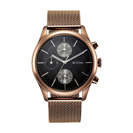 Titan Neo Splash Black Dial Analog Quartz Stainless Steel Strap watch for Men 1805QM05