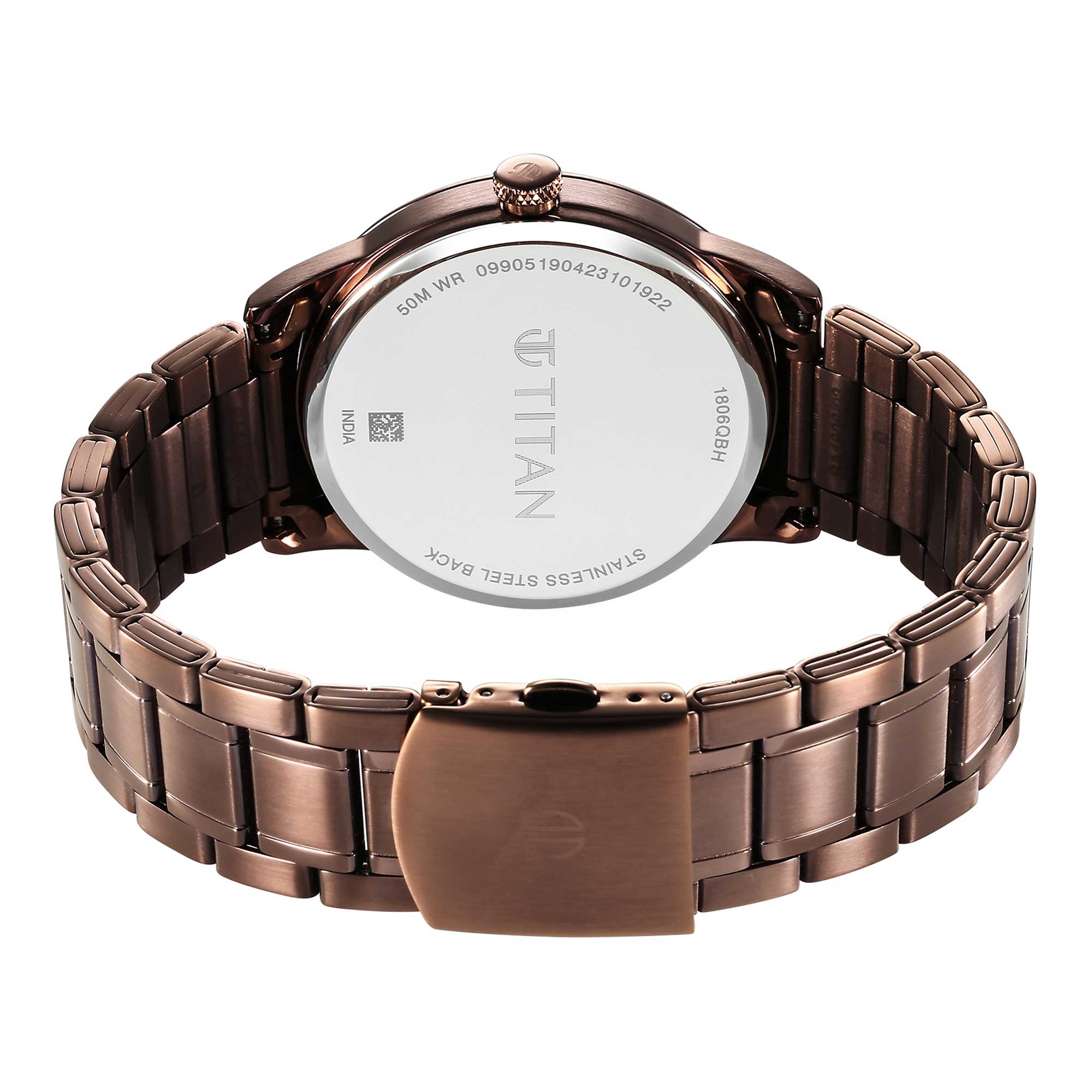 Titan Neo Splash Brown Dial Analog Stainless Steel Strap Watch for Men