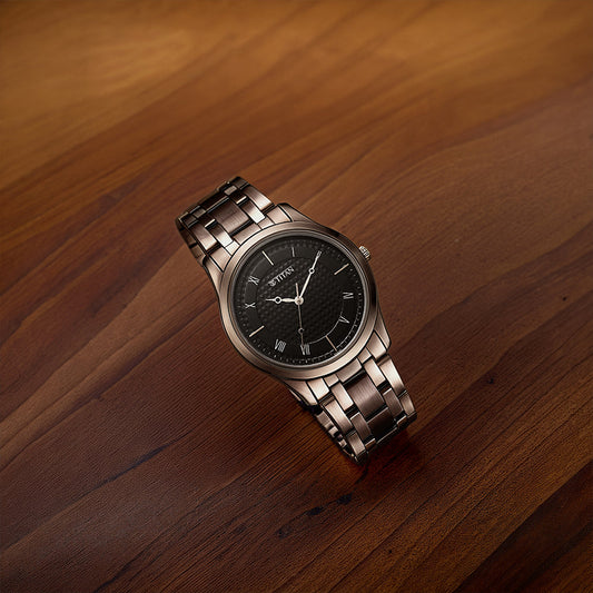 Titan Karishma Black Dial Watch for Men 1823QM01