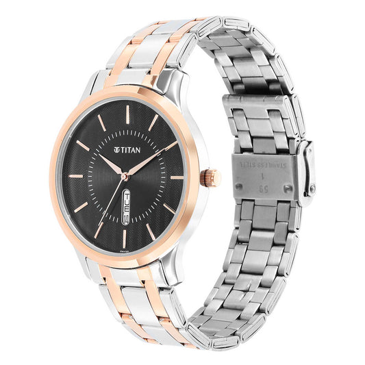 Karishma Black Dial Brass Strap Watch 1825KM02