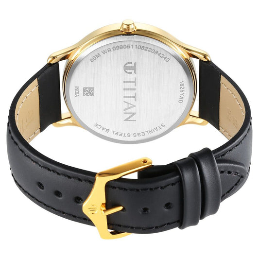 Titan Karishma Radiance Black Dial Analog Leather Strap watch for Men 1825YL03