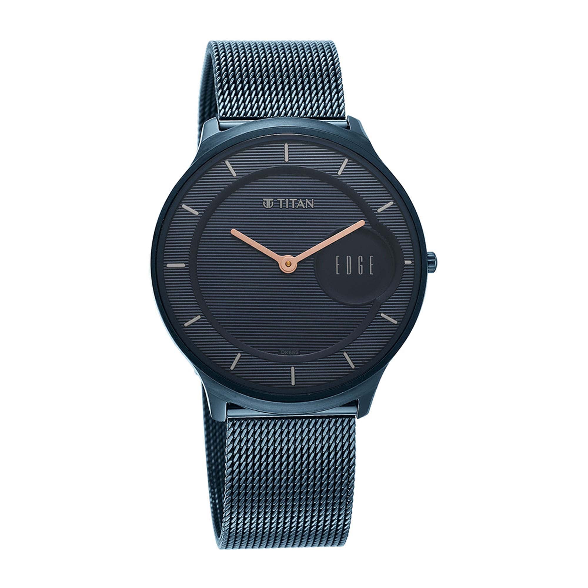 Edge Baseline Blue Dial Stainless Steel Strap Watch Men