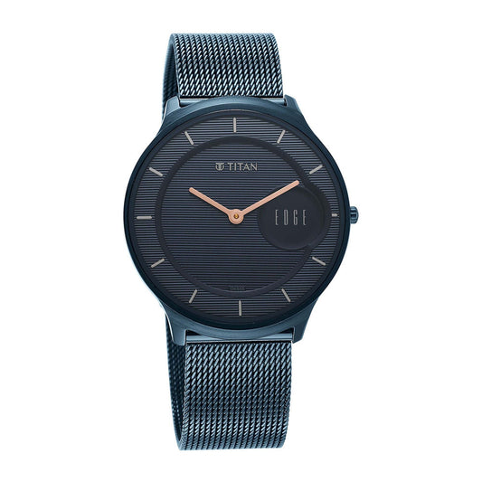 Edge Baseline Blue Dial Stainless Steel Strap Watch Men