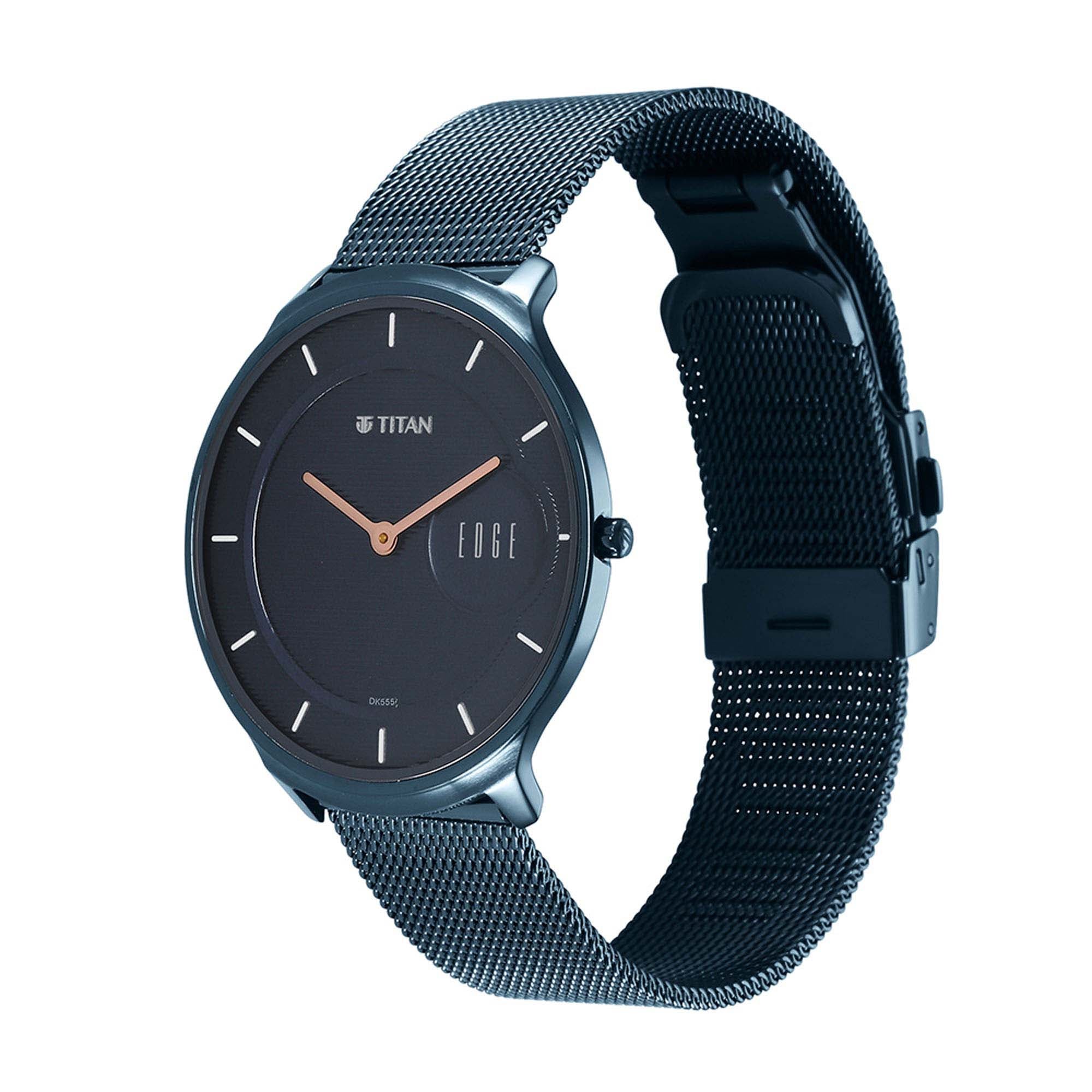 Edge Baseline Blue Dial Stainless Steel Strap Watch Men