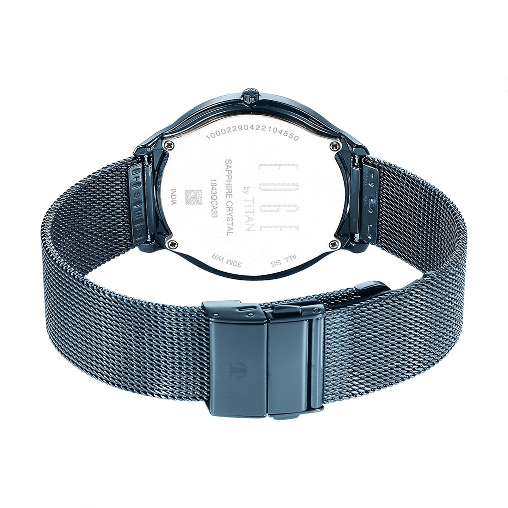 Edge Baseline Blue Dial Stainless Steel Strap Watch Men