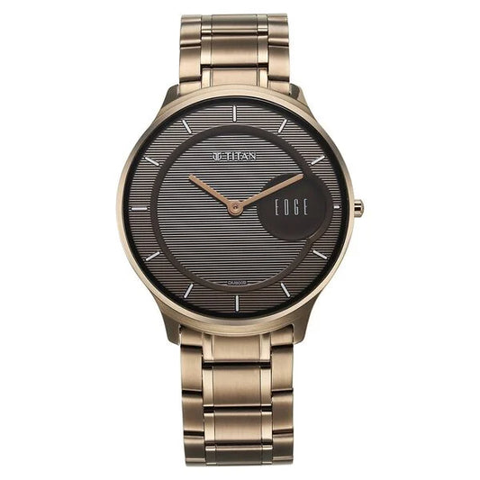 Titan Edge Slim Stainless Steel Strap Brown Dial Analog Watch for Men
