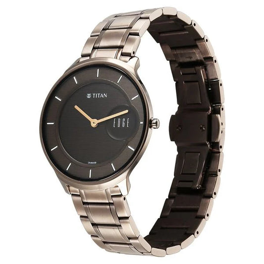 Titan Edge Slim Stainless Steel Strap Brown Dial Analog Watch for Men