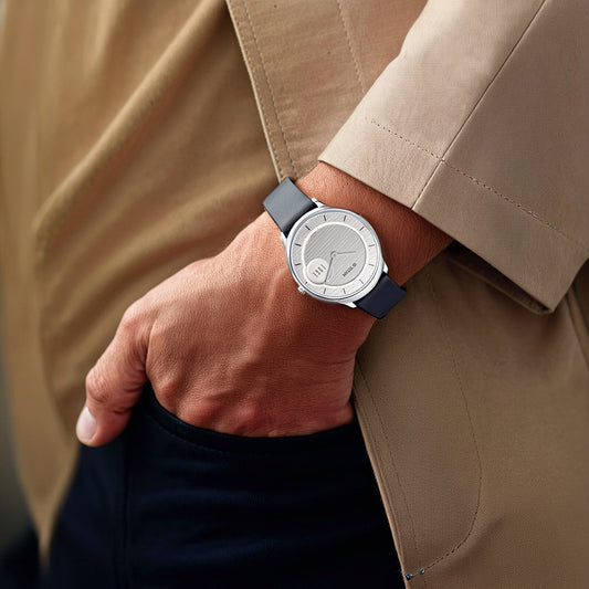 Titan Edge Baseline Grey Dial Analog Leather Strap watch for Men 1843SL01