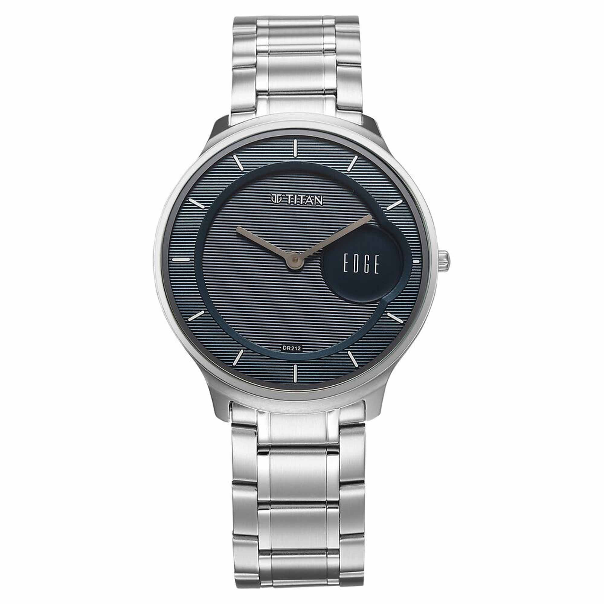 Titan Edge Murals Quartz Analog Blue Dial Stainless Watch For Men 1843SM03