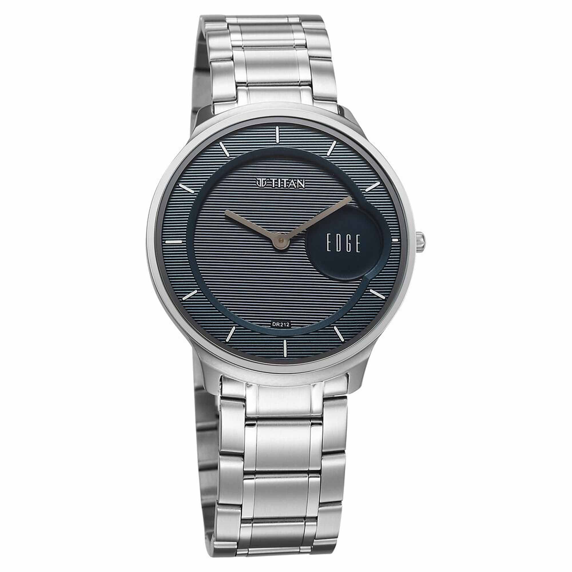 Titan Edge Murals Quartz Analog Blue Dial Stainless Watch For Men 1843SM03