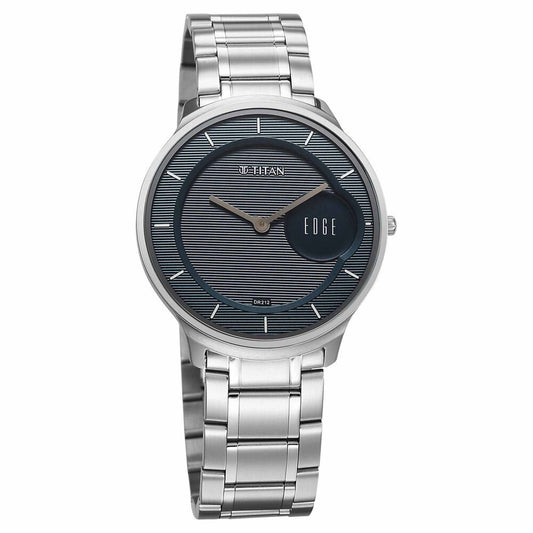 Titan Edge Murals Quartz Analog Blue Dial Stainless Watch For Men 1843SM03